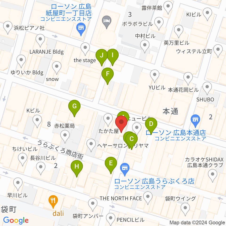 BIGBOSS広島周辺のカフェ一覧地図