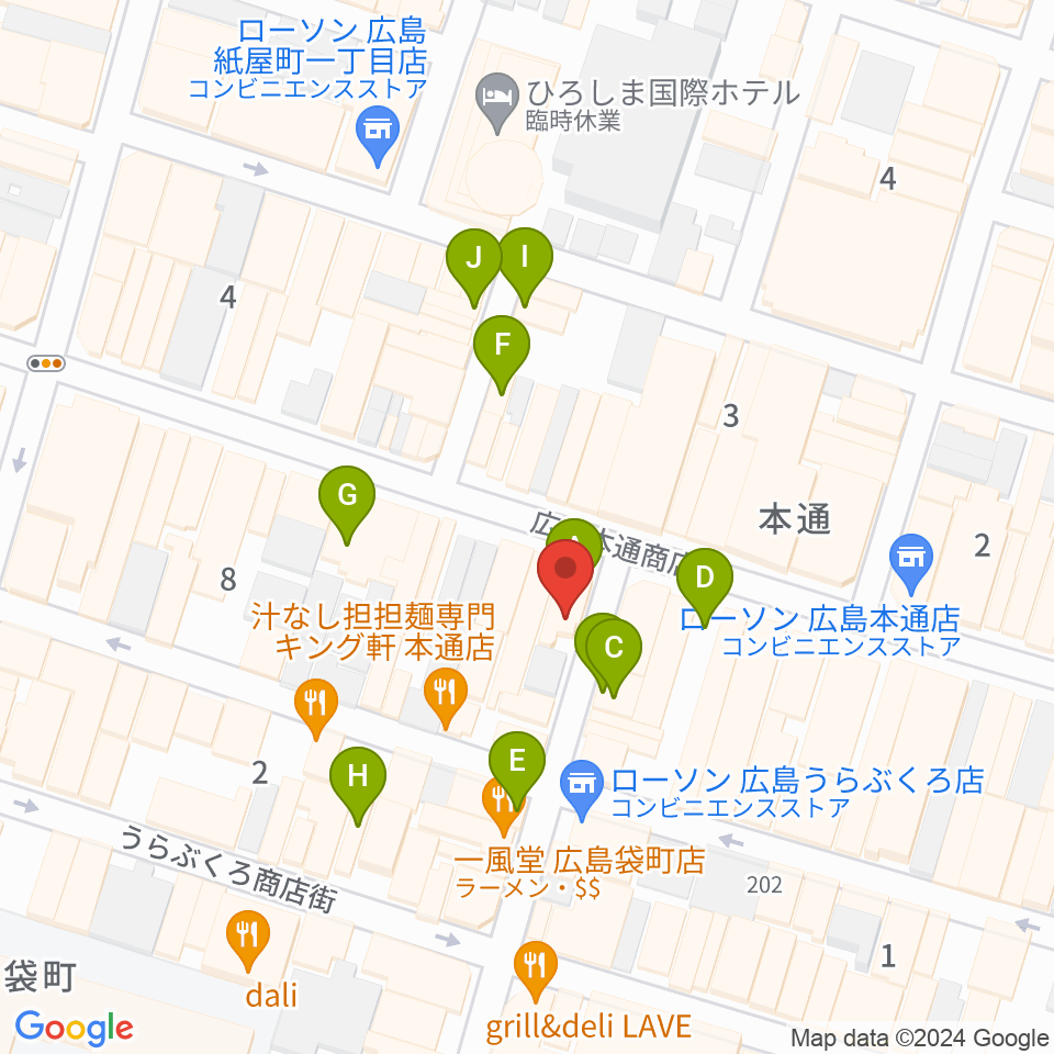 BIGBOSS広島周辺のカフェ一覧地図