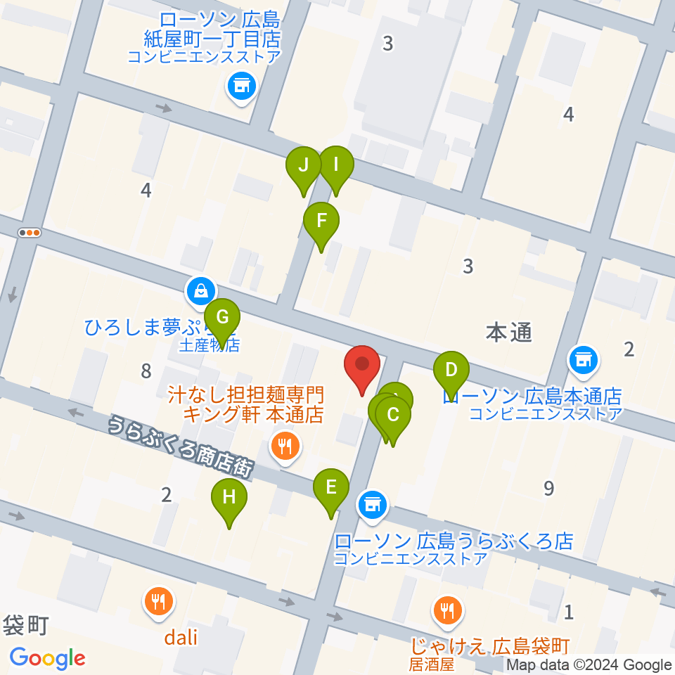 BIGBOSS広島周辺のカフェ一覧地図