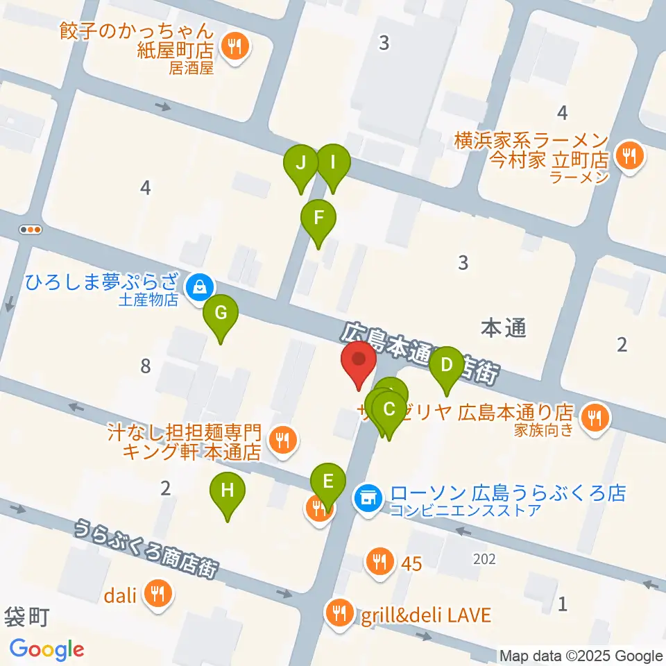 BIGBOSS広島周辺のカフェ一覧地図