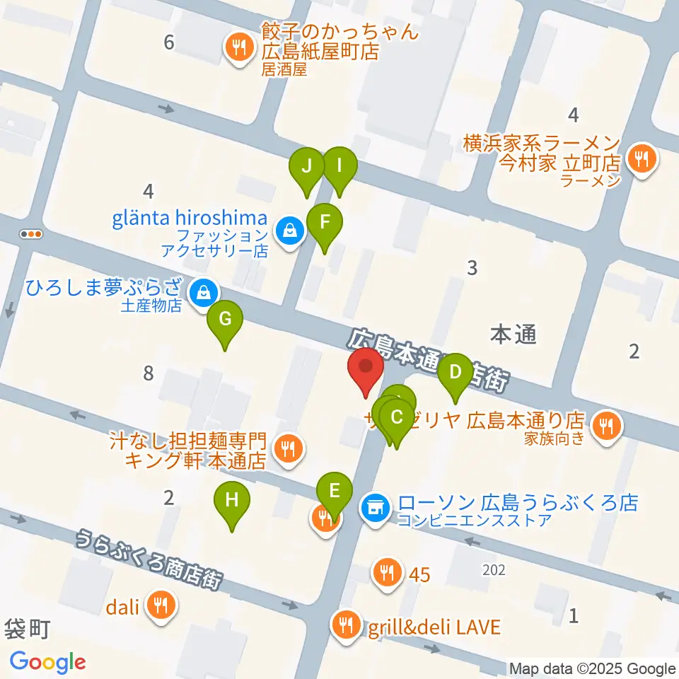 BIGBOSS広島周辺のカフェ一覧地図
