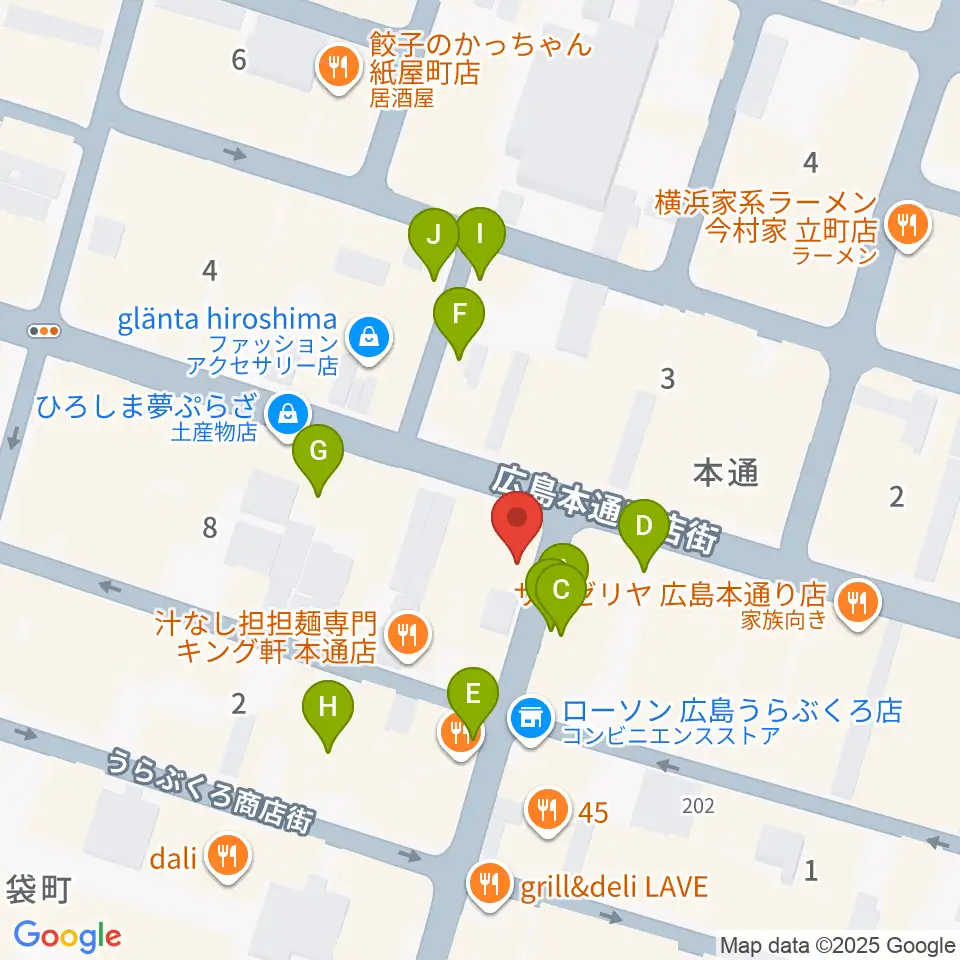 BIGBOSS広島周辺のカフェ一覧地図