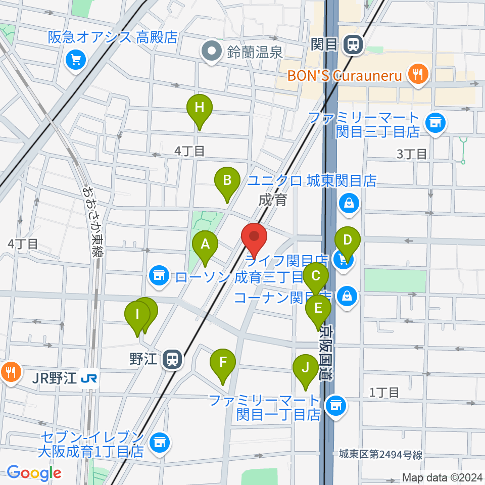 アトリエS-pace周辺のカフェ一覧地図