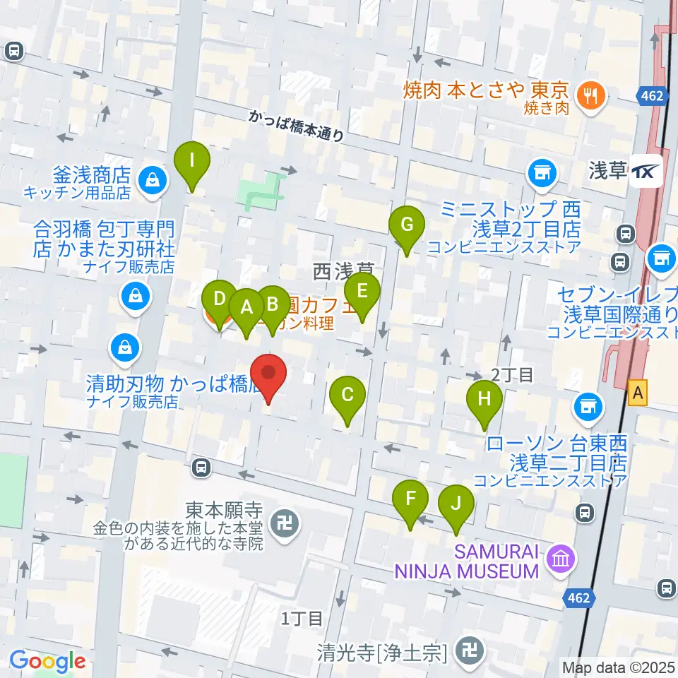 あさくさ劇亭周辺のカフェ一覧地図