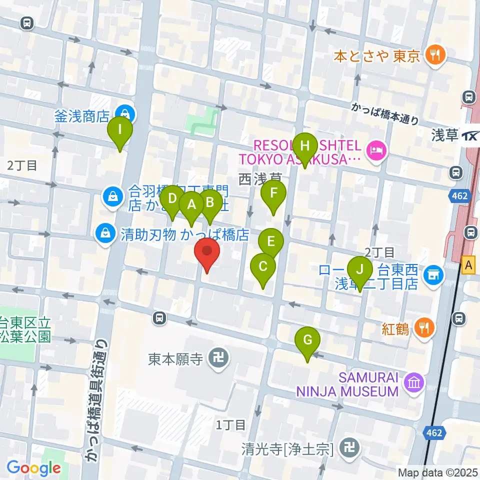 あさくさ劇亭周辺のカフェ一覧地図