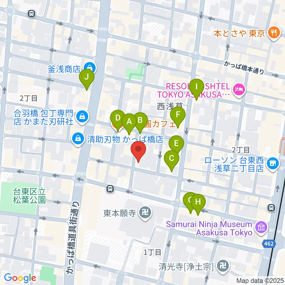 あさくさ劇亭周辺のカフェ一覧地図