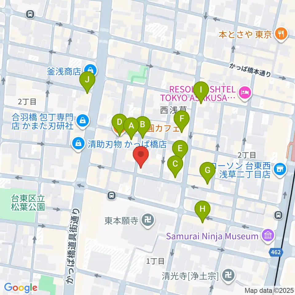あさくさ劇亭周辺のカフェ一覧地図