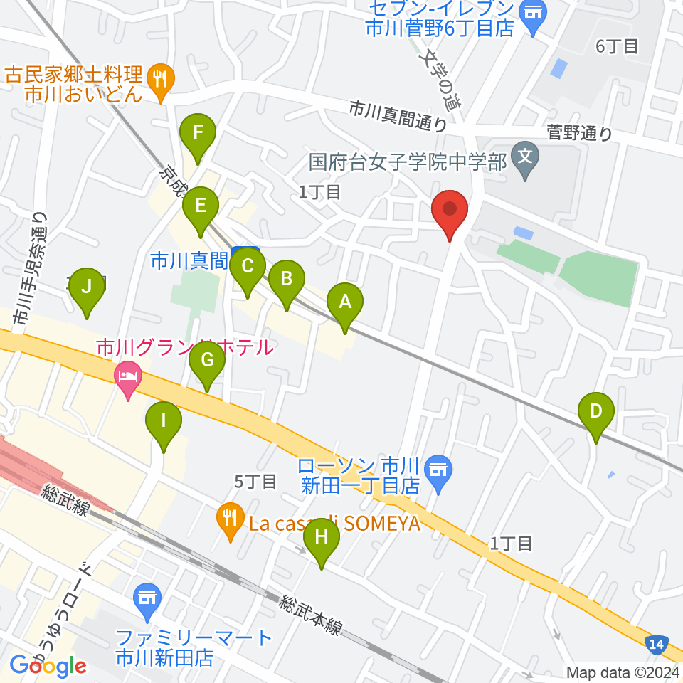 三陽楽器店周辺のカフェ一覧地図