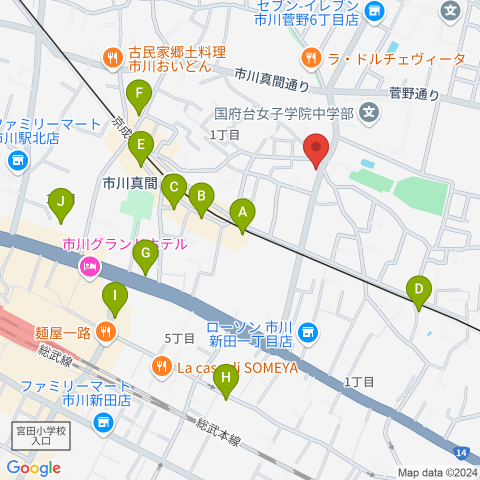 三陽楽器店周辺のカフェ一覧地図