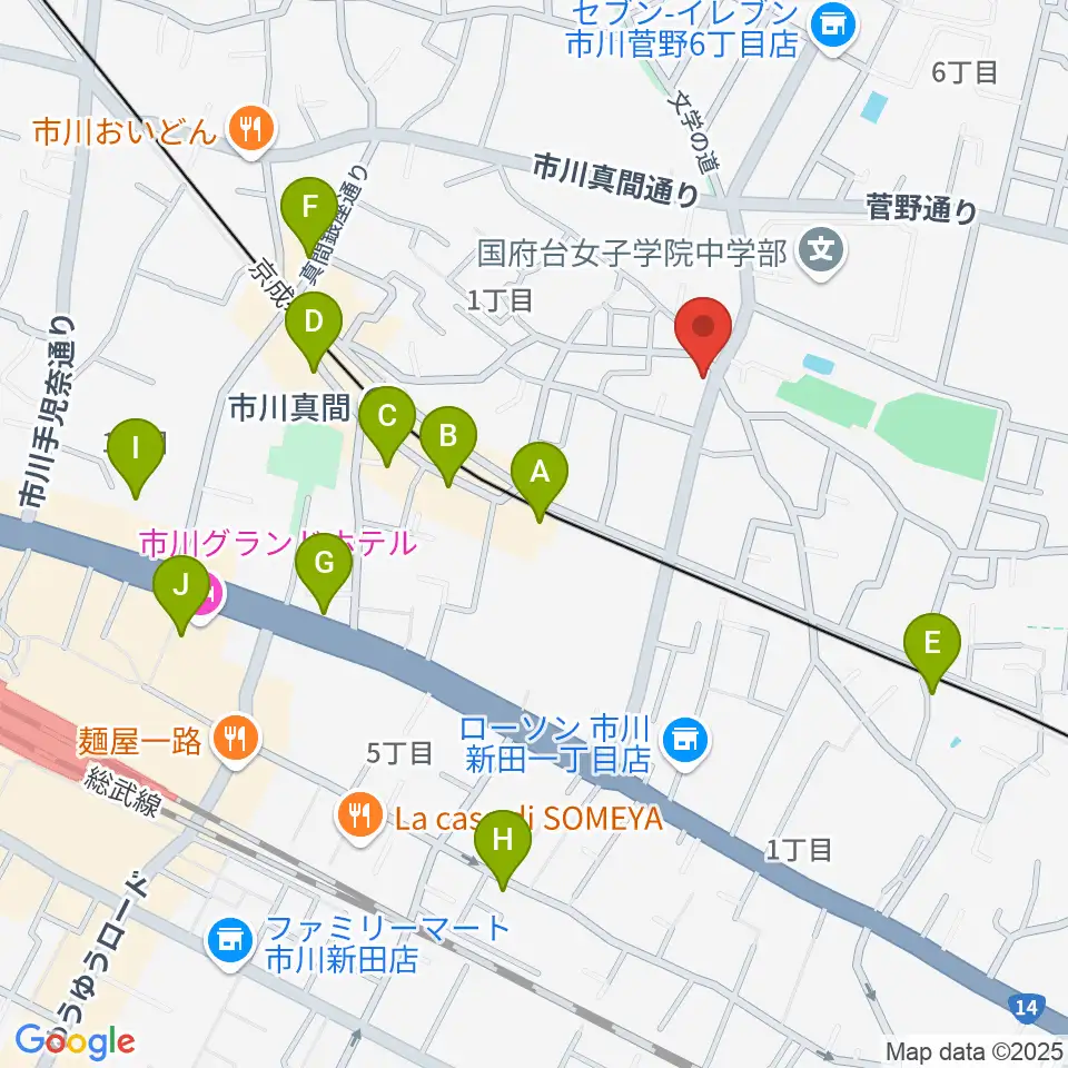 三陽楽器店周辺のカフェ一覧地図