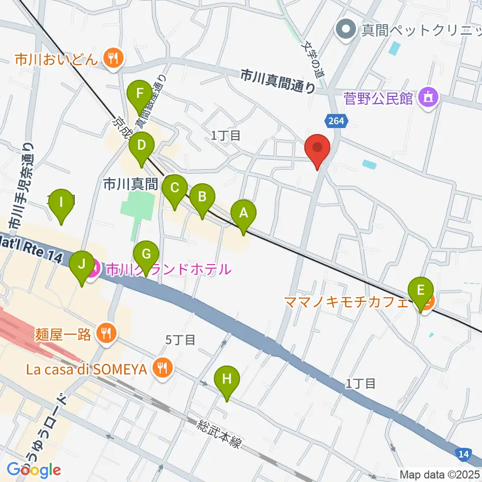 三陽楽器店周辺のカフェ一覧地図