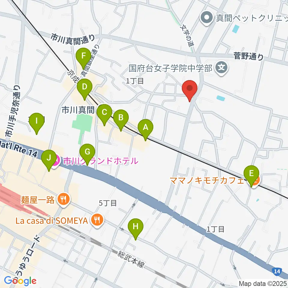 三陽楽器店周辺のカフェ一覧地図