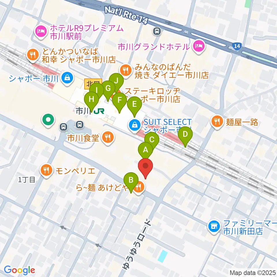 三陽楽器店 ヤマハ市川音楽センター周辺のカフェ一覧地図