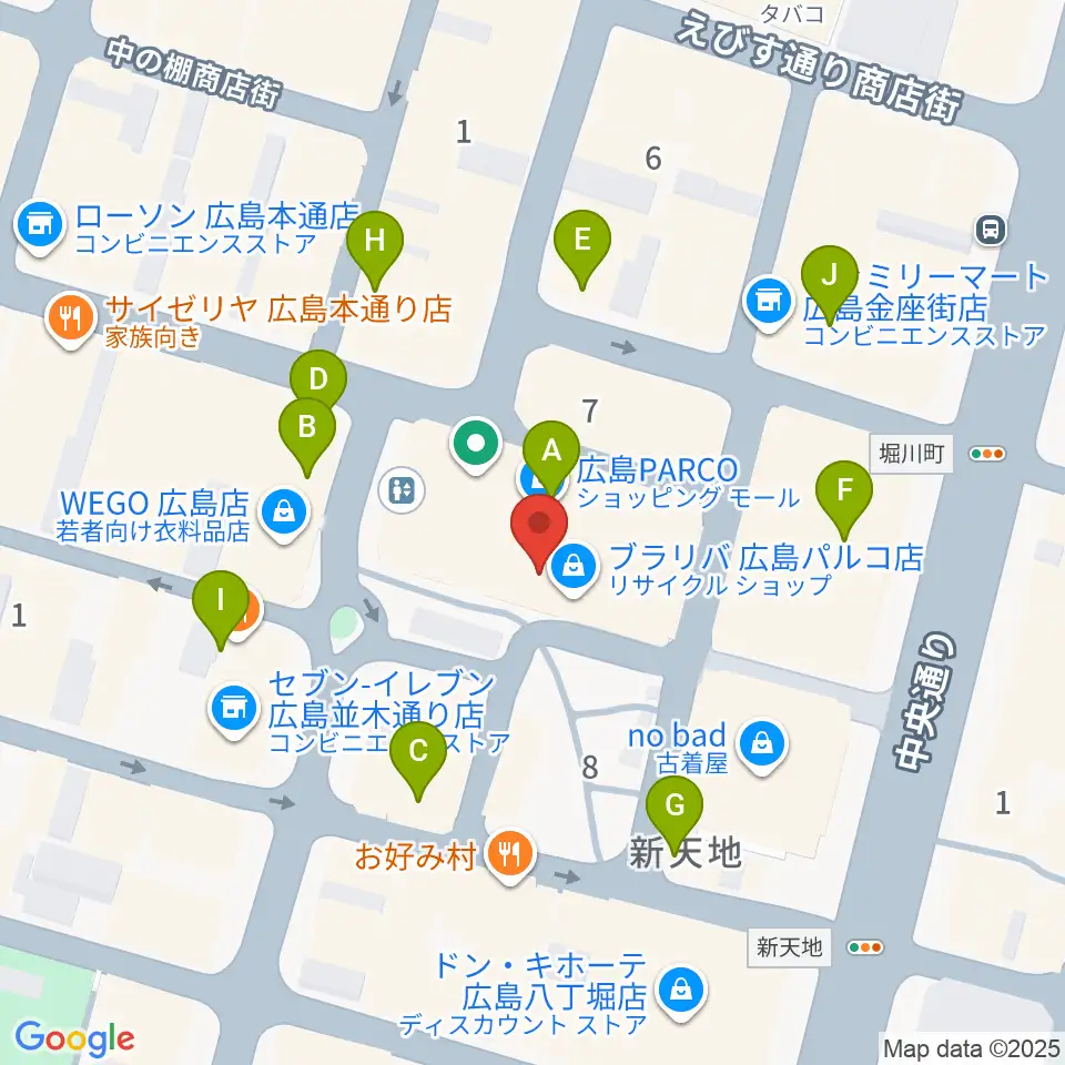 島村楽器 広島パルコ店 周辺のカフェ一覧地図