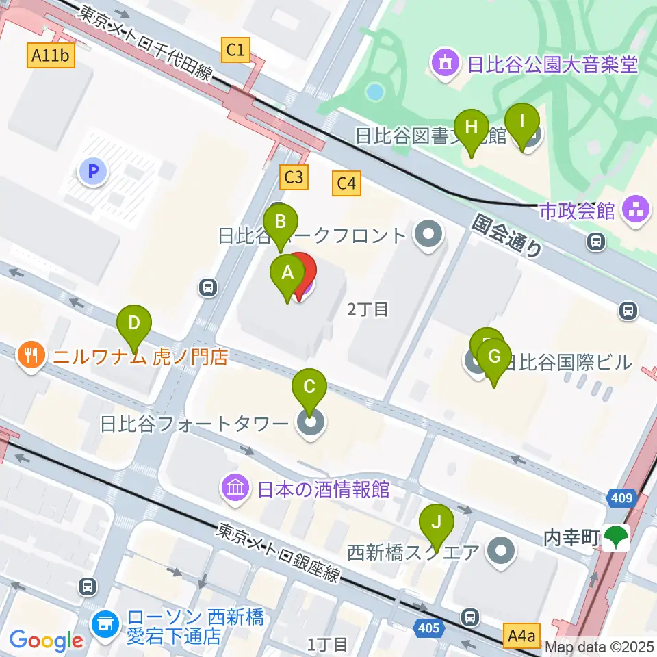 イイノホール周辺のカフェ一覧地図