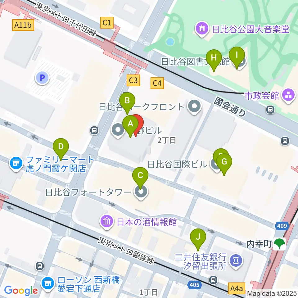 イイノホール周辺のカフェ一覧地図
