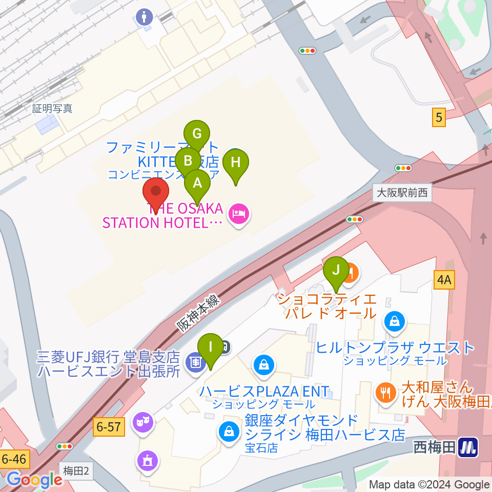 SkyシアターMBS周辺のカフェ一覧地図