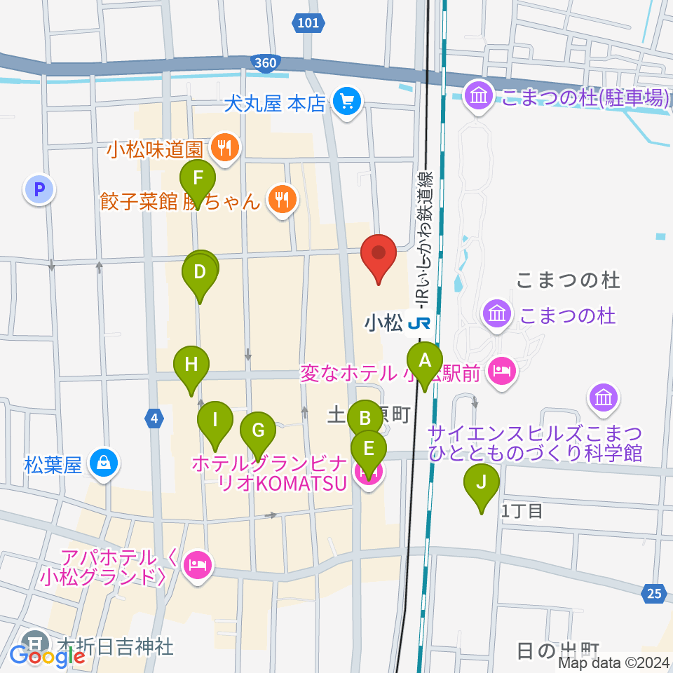 石川県小松市團十郎芸術劇場うらら周辺のカフェ一覧地図