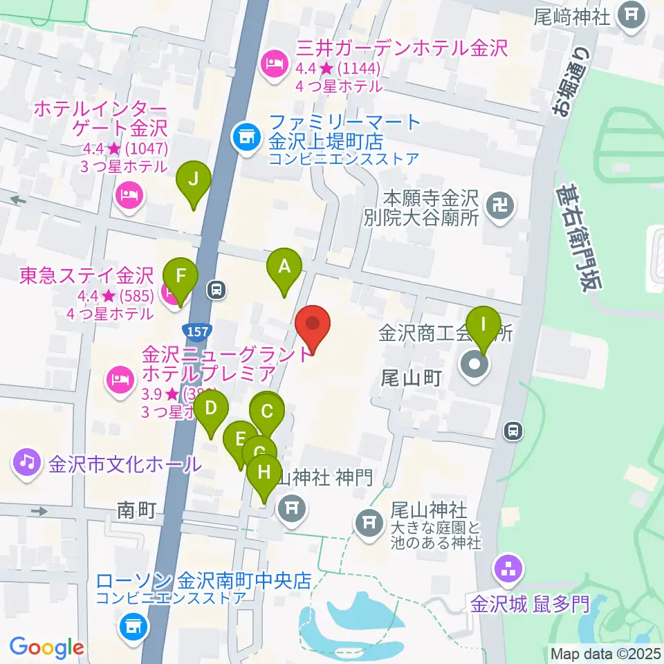 石川県文教会館周辺のカフェ一覧地図