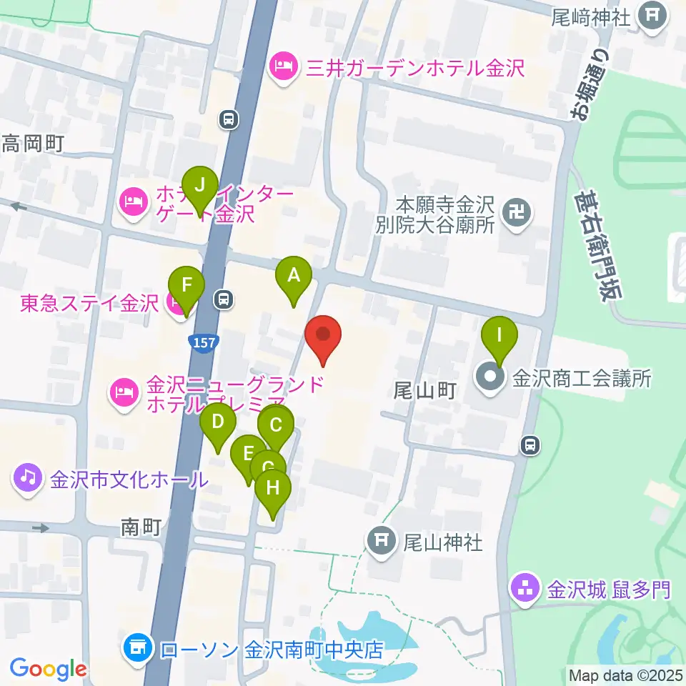 石川県文教会館周辺のカフェ一覧地図