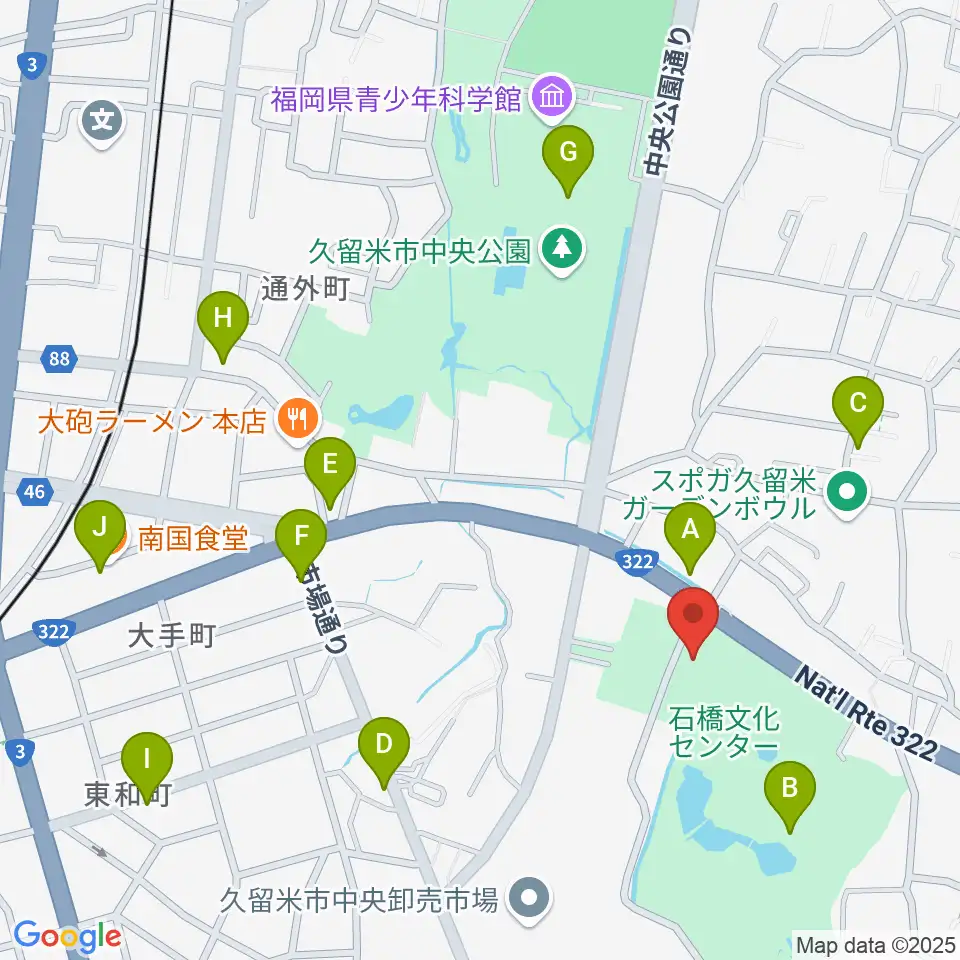 石橋文化ホール周辺のカフェ一覧地図