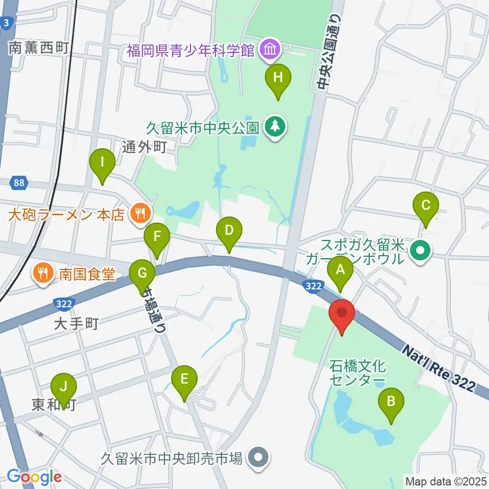 石橋文化ホール周辺のカフェ一覧地図