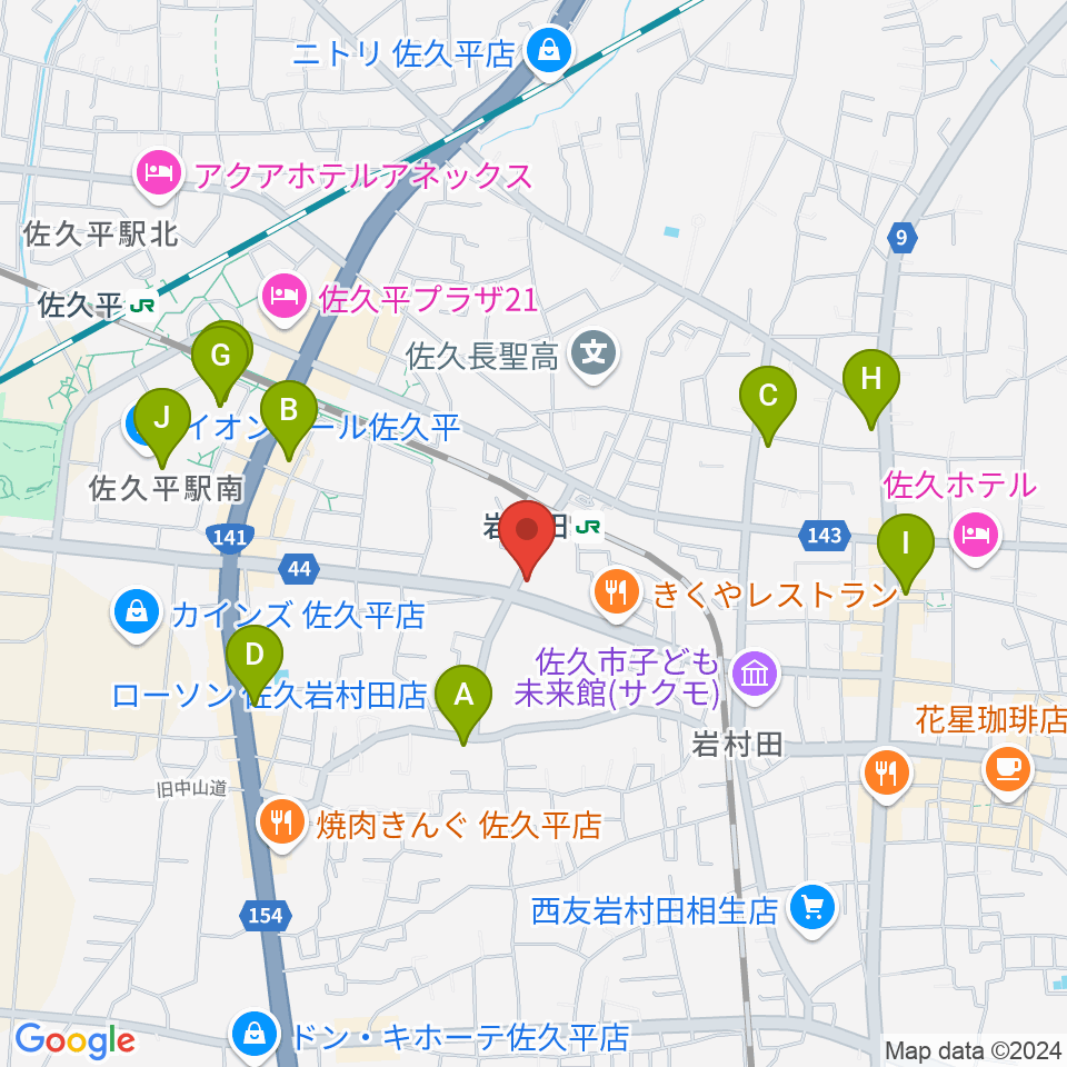 ヒオキ楽器 佐久平センター周辺のカフェ一覧地図