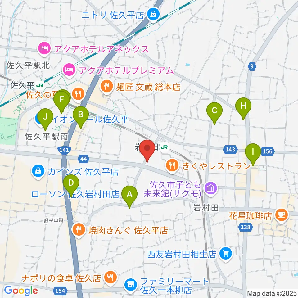ヒオキ楽器 佐久平センター周辺のカフェ一覧地図