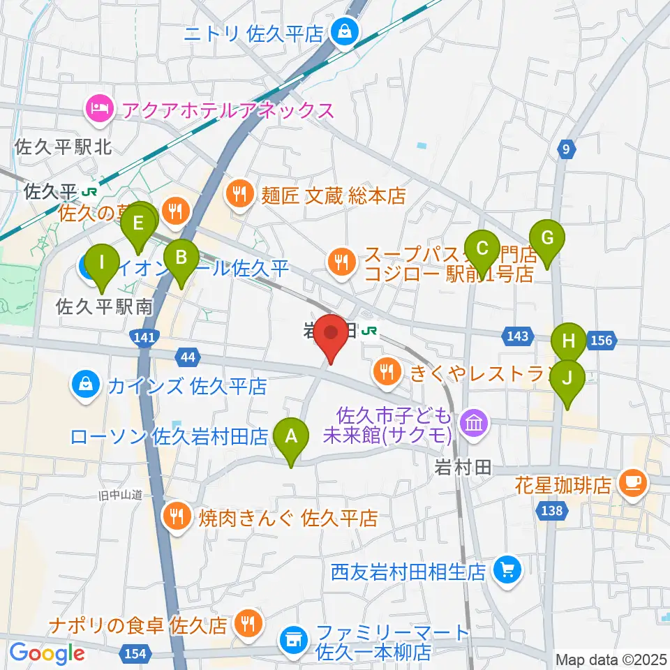 ヒオキ楽器 佐久平センター周辺のカフェ一覧地図