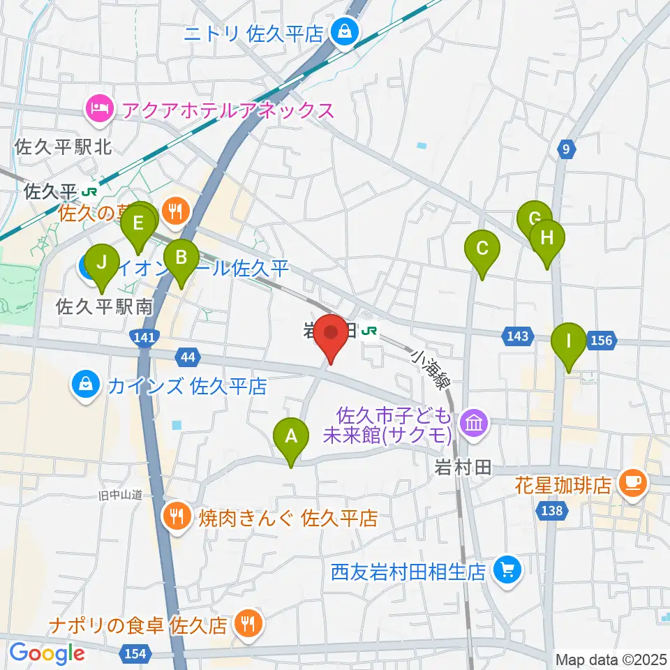 ヒオキ楽器 佐久平センター周辺のカフェ一覧地図