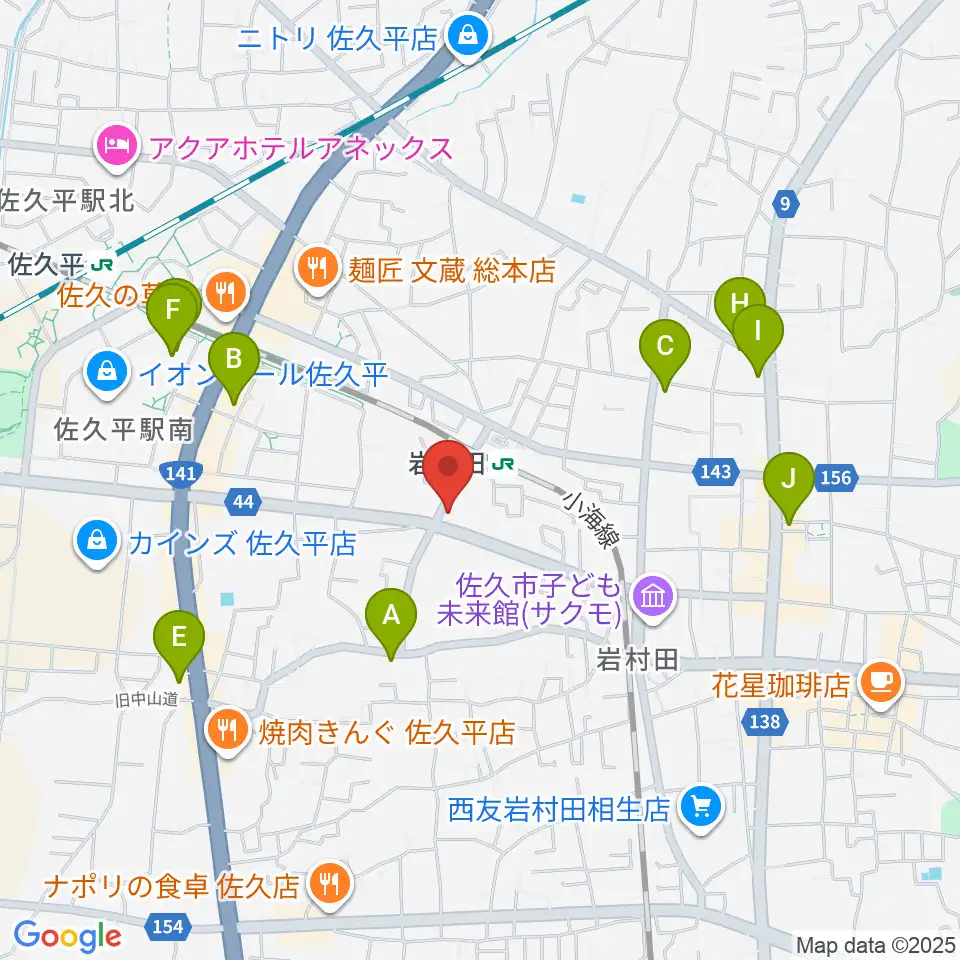 ヒオキ楽器 佐久平センター周辺のカフェ一覧地図