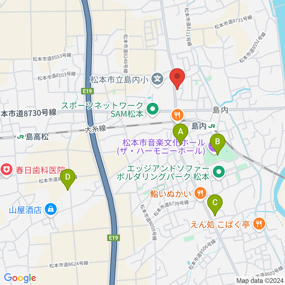 ミュージックプラザオグチ島内店周辺のカフェ一覧地図