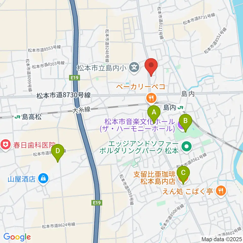 ミュージックプラザオグチ島内店周辺のカフェ一覧地図