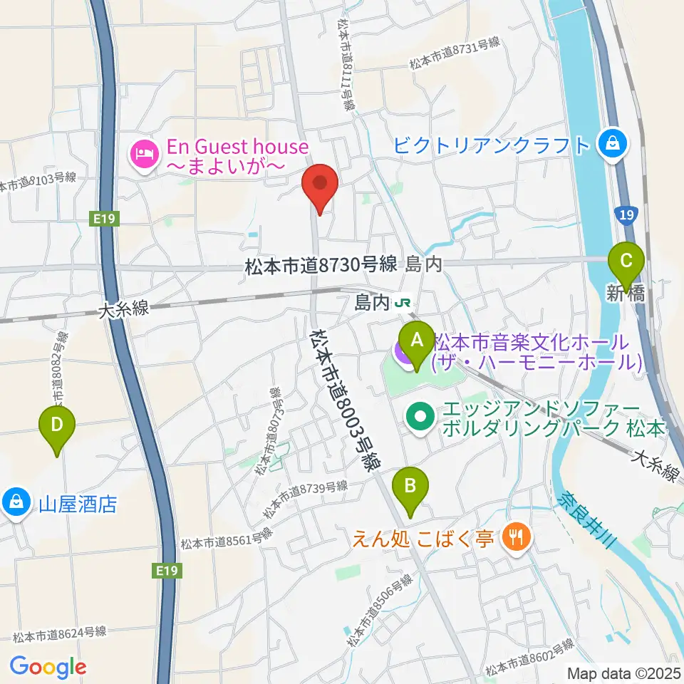 ミュージックプラザオグチ島内店周辺のカフェ一覧地図