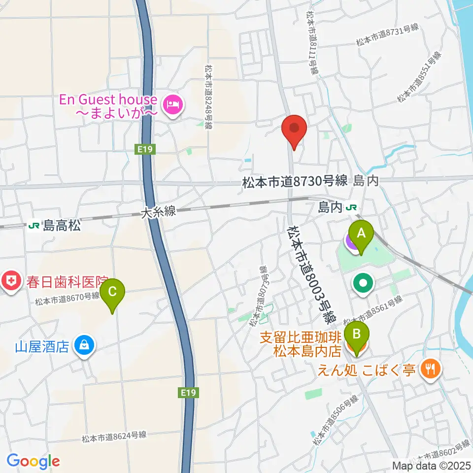 ミュージックプラザオグチ島内店周辺のカフェ一覧地図