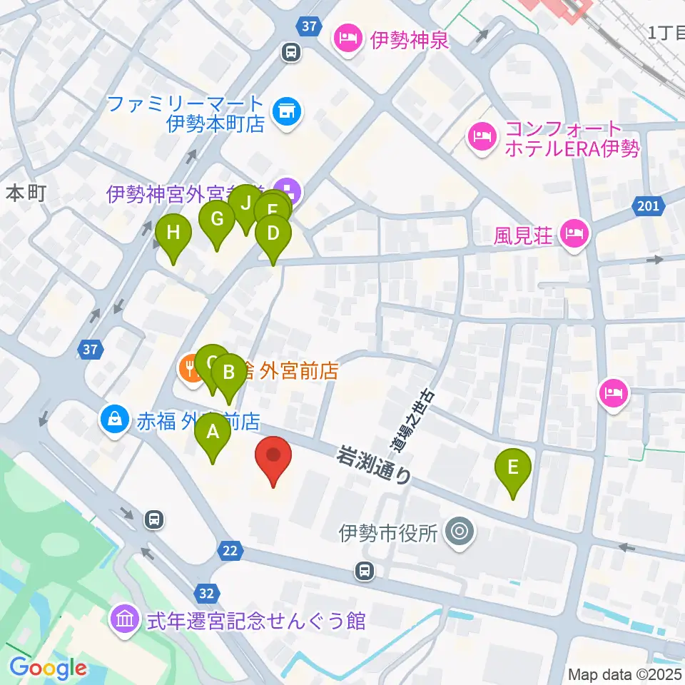 いせシティプラザ周辺のカフェ一覧地図