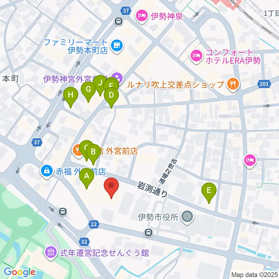 いせシティプラザ周辺のカフェ一覧地図