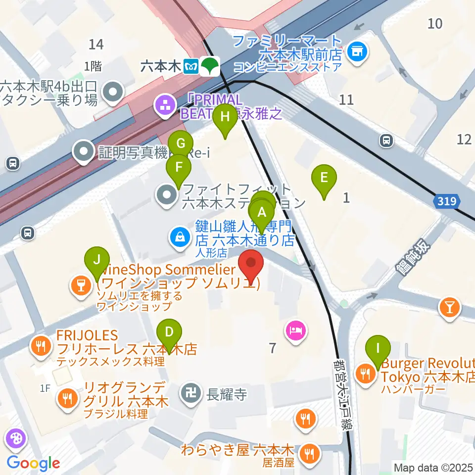 六本木ノチェーロ周辺のカフェ一覧地図