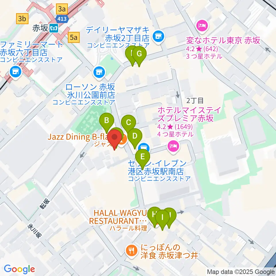 赤坂B flat周辺のカフェ一覧地図