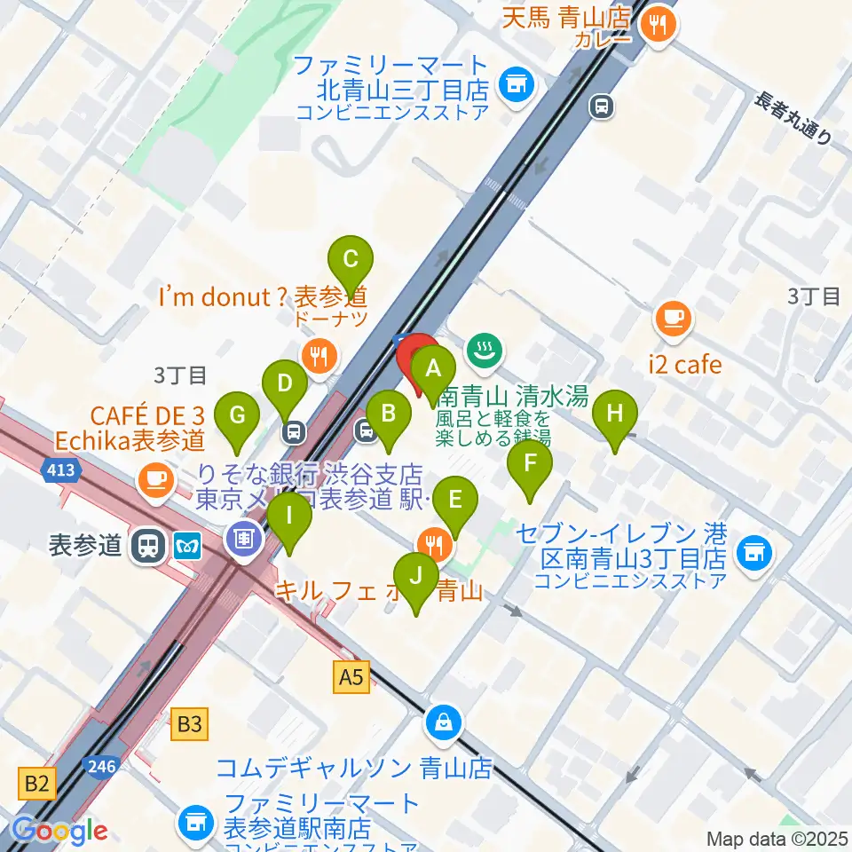 表参道ジャズバード周辺のカフェ一覧地図