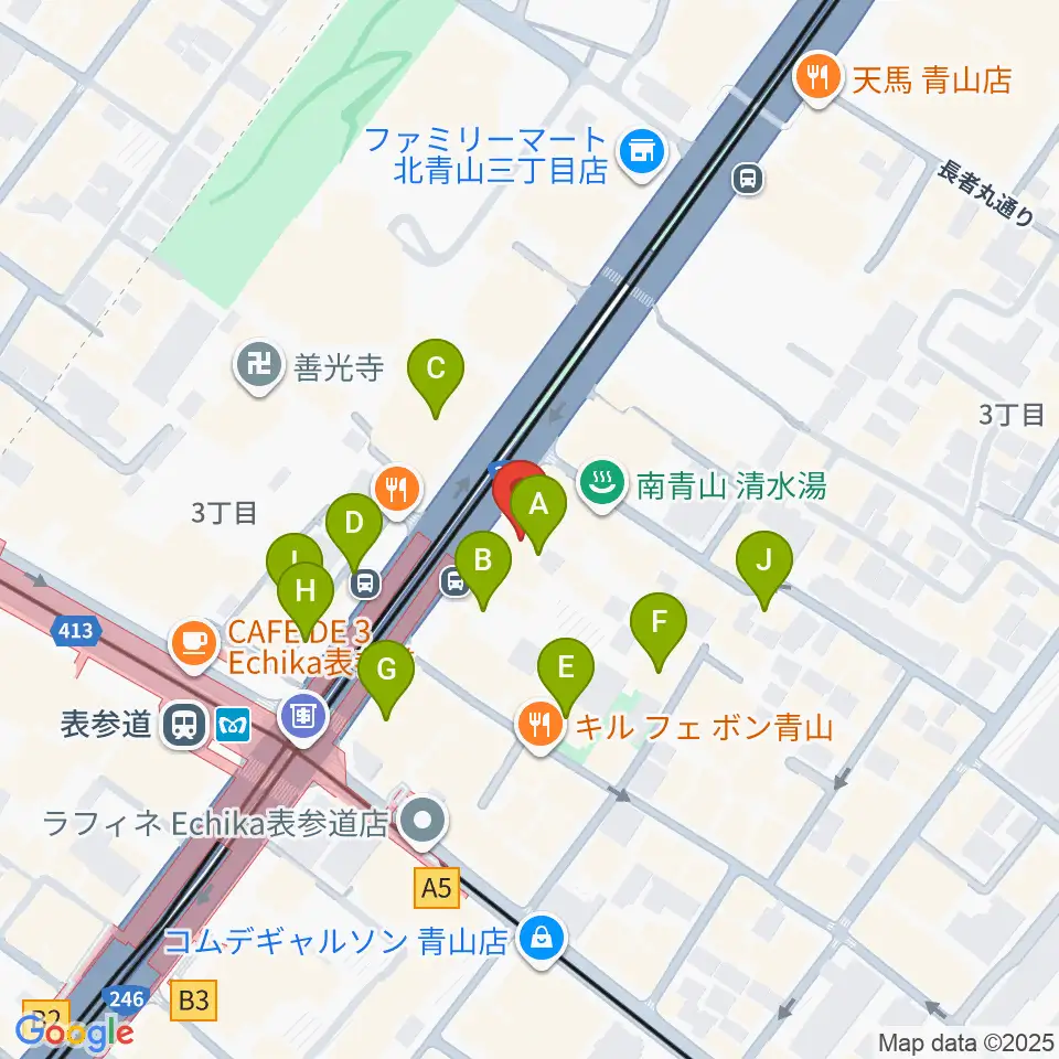表参道ジャズバード周辺のカフェ一覧地図