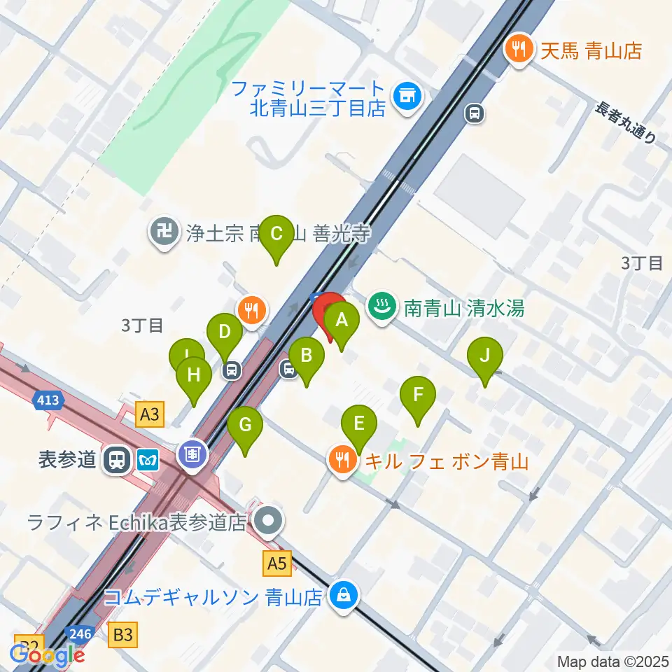 表参道ジャズバード周辺のカフェ一覧地図
