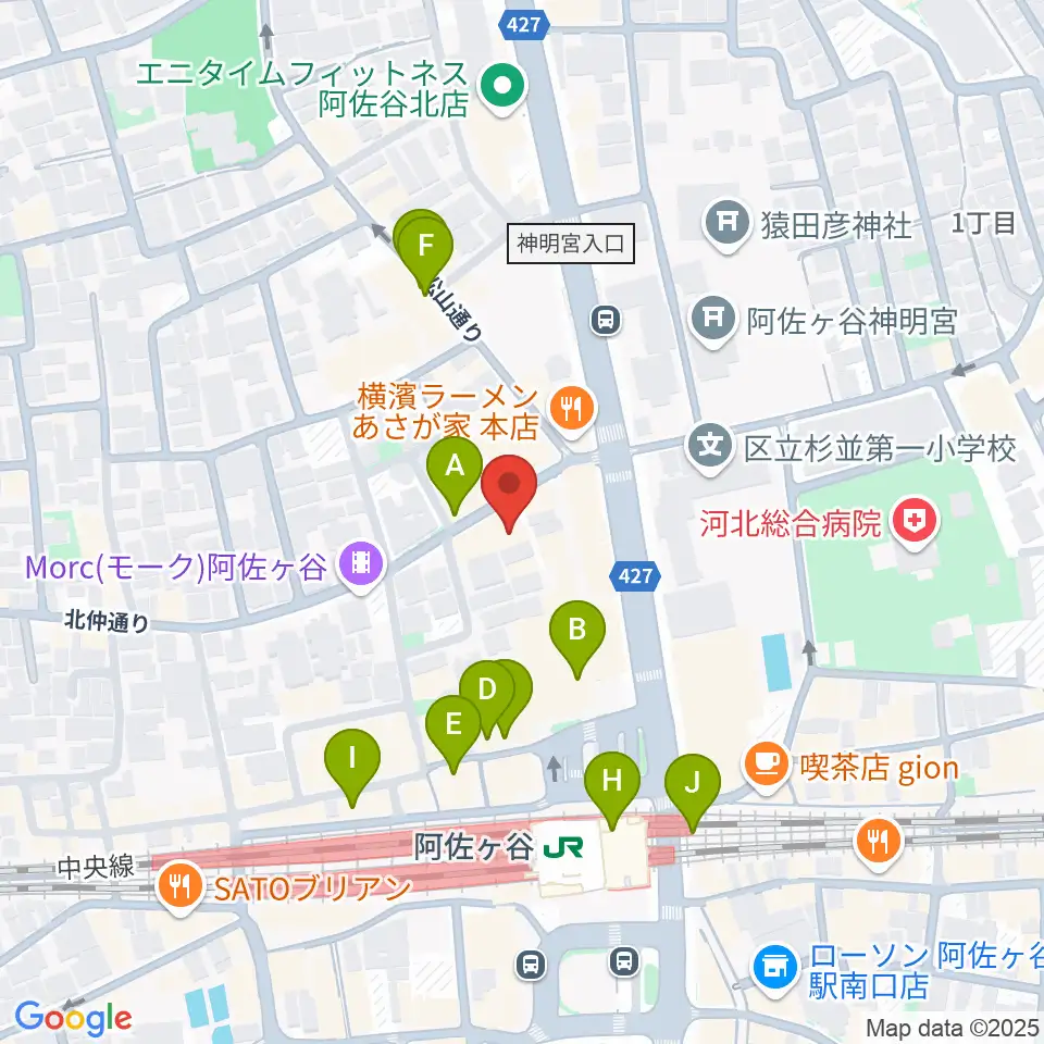 阿佐ヶ谷ラフォーレ周辺のカフェ一覧地図