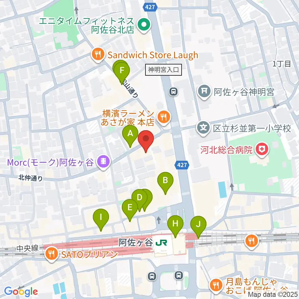 阿佐ヶ谷ラフォーレ周辺のカフェ一覧地図