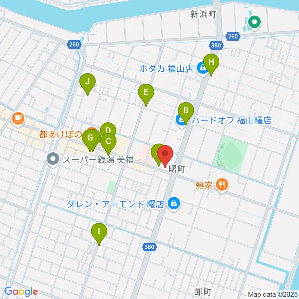 音楽館ピアノプラザ福山店周辺のカフェ一覧地図