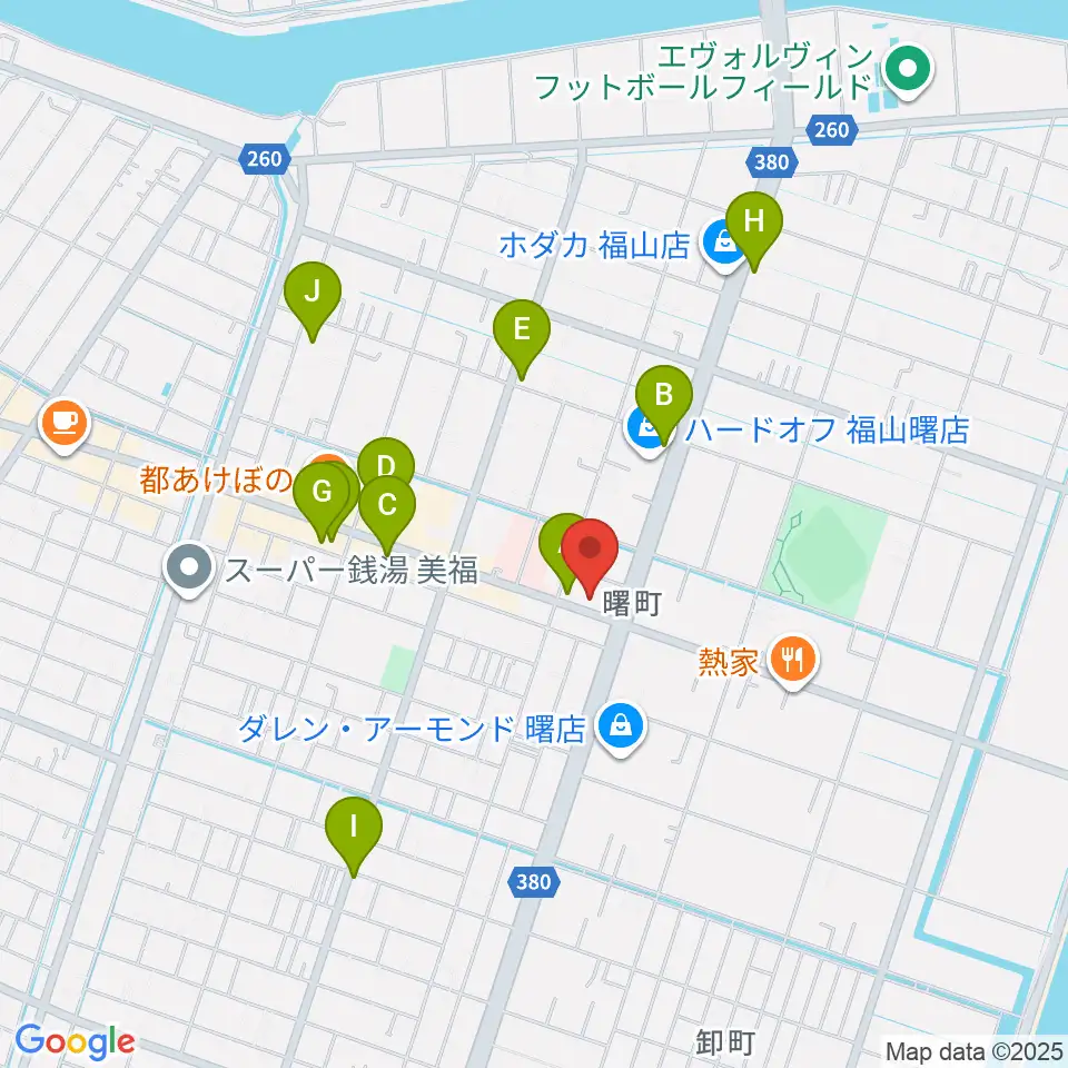 音楽館ピアノプラザ福山店周辺のカフェ一覧地図