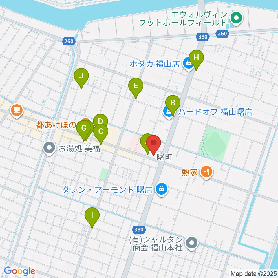 音楽館ピアノプラザ福山店周辺のカフェ一覧地図