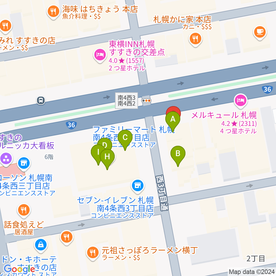 札幌クロスロード周辺のカフェ一覧地図