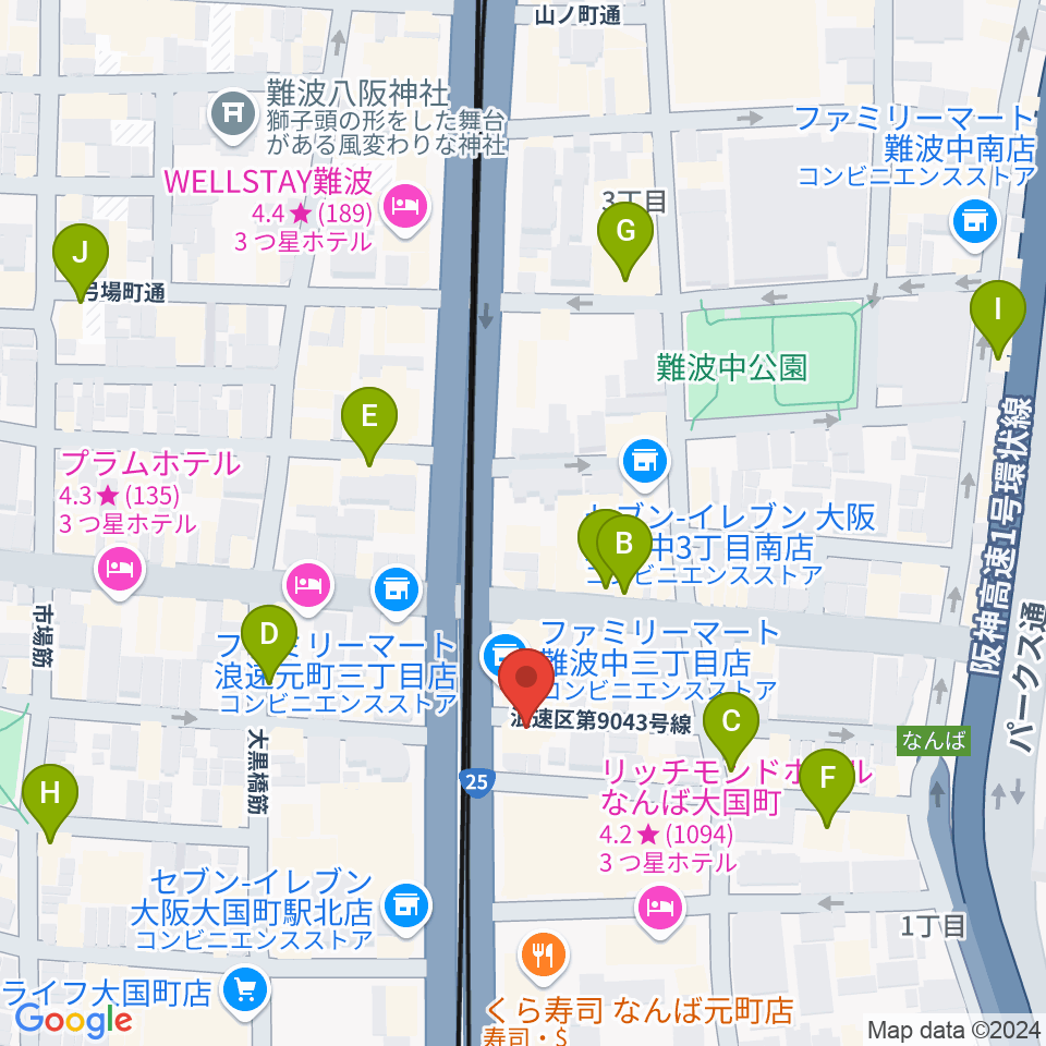 OMCグランドピアノスタジオ周辺のカフェ一覧地図