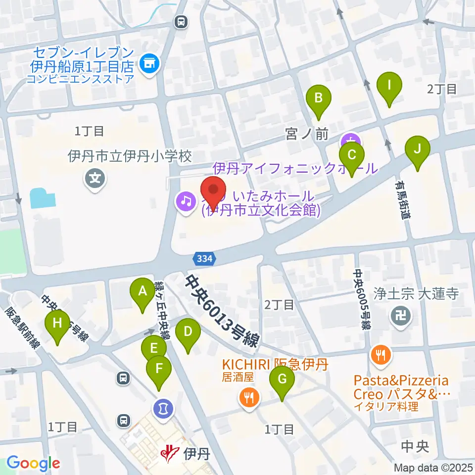 東リ いたみホール周辺のカフェ一覧地図